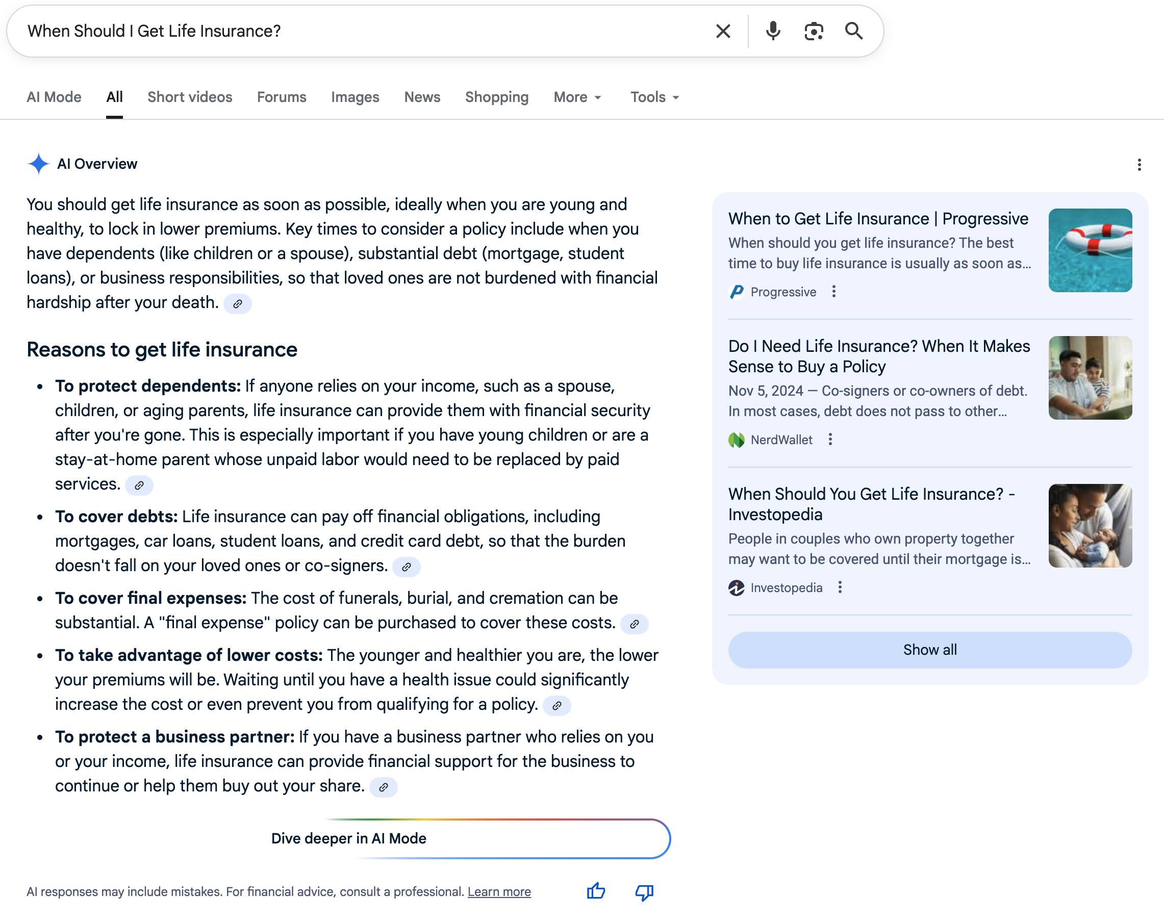 When To Get Life Insurance | Screenshot by The College Investor