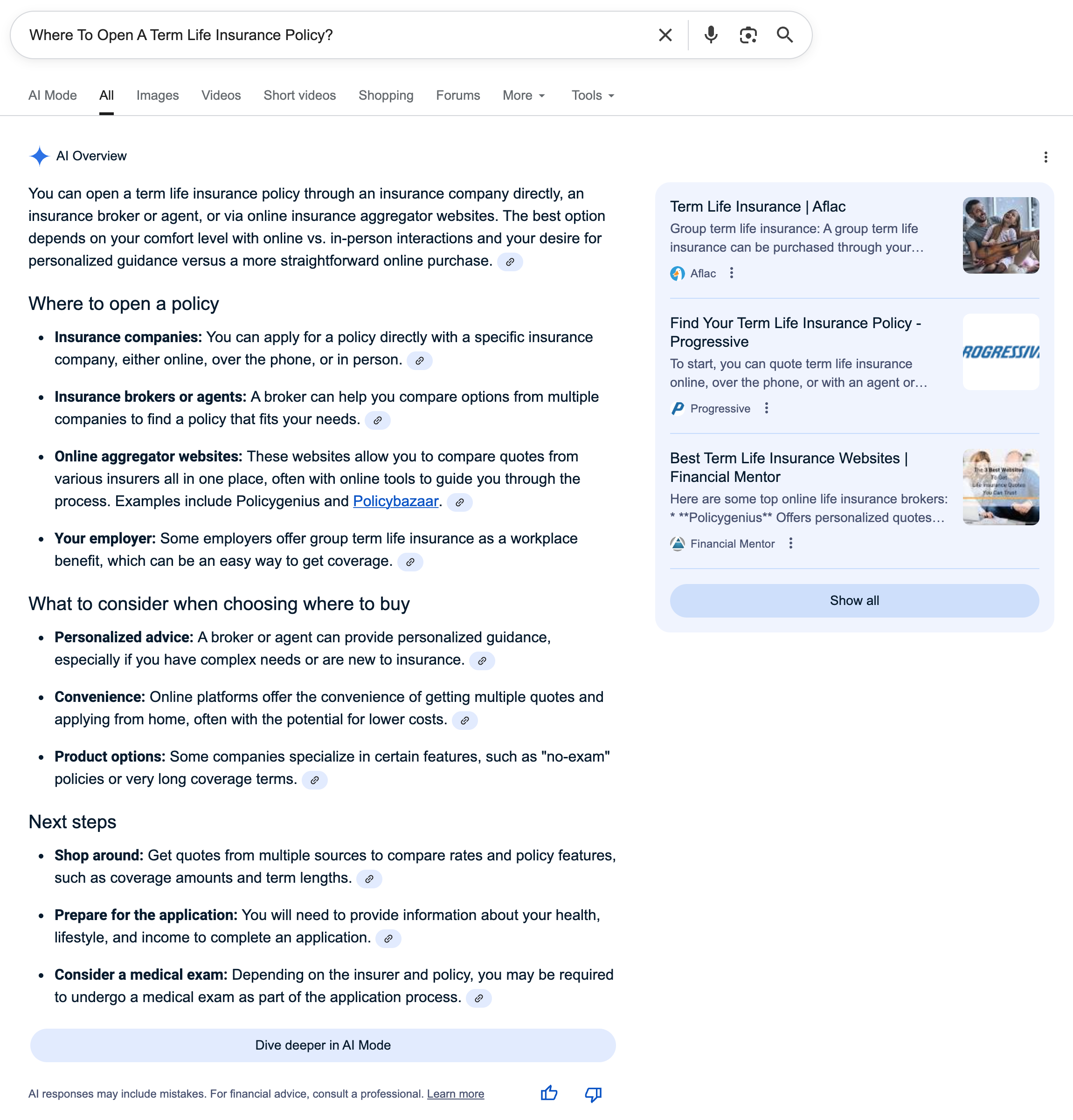 Where to open a term life insurance policy | Screenshot by The College Investor