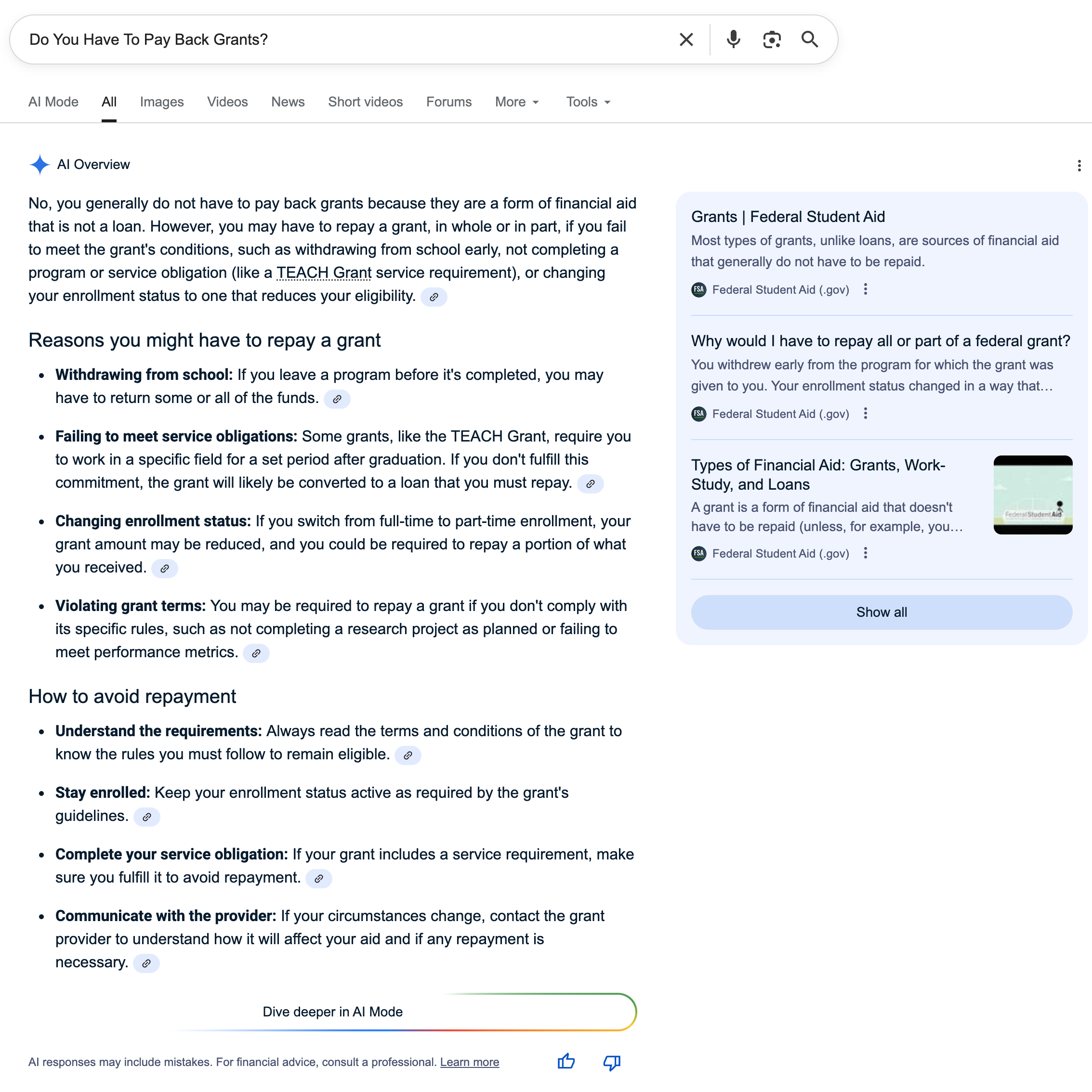 Pay Back Grants | Screenshot by The College Investor