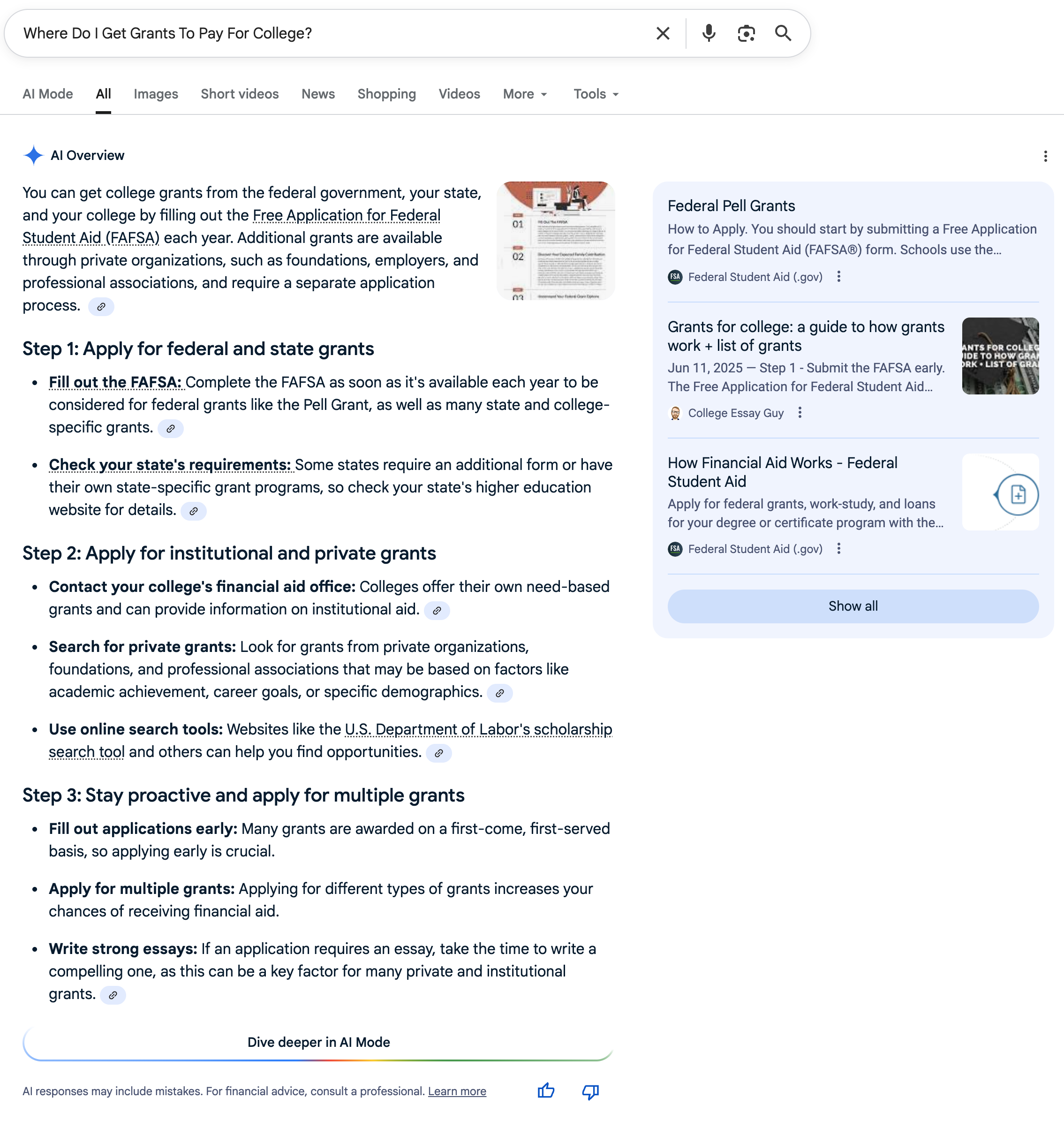 Grants To Pay For College | Screenshot by The College Investor