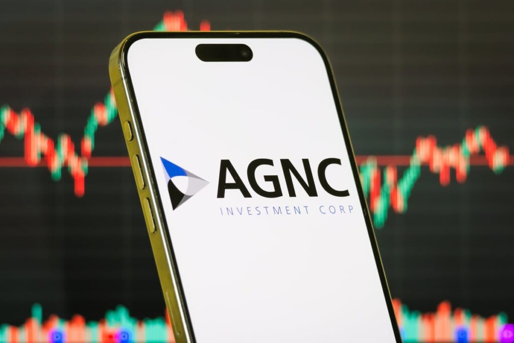 AGNC Investment's logo on a smartphone.
