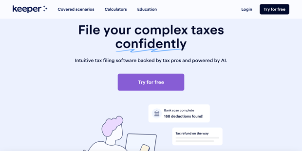 Keeper Tax homepage