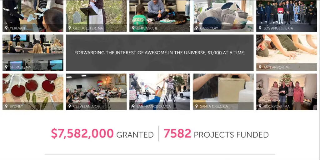 screen shot of the website the awesome foundation