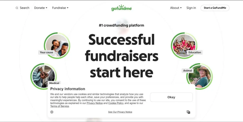 screenshot of website gofundme.com