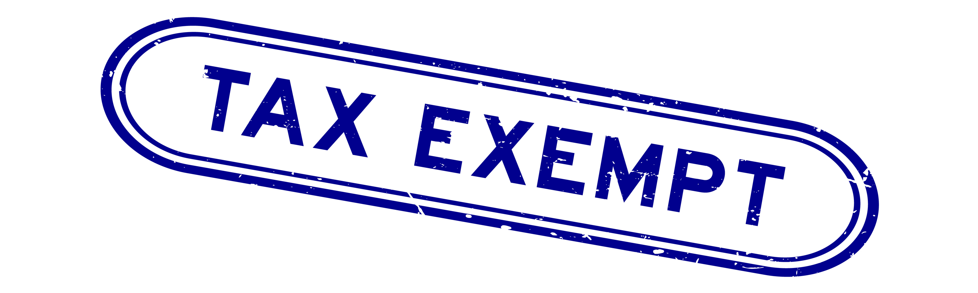 blue tax exempt stamp on white background