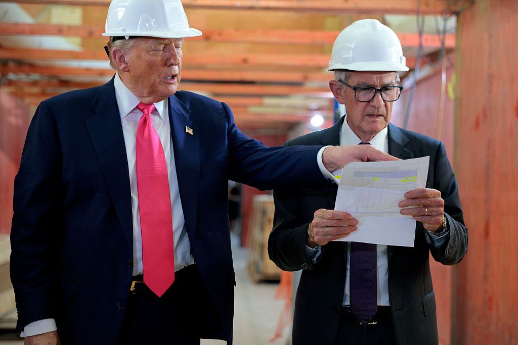President Trump Fed Chair Powell tour Federal Reserve headquarters renovation project