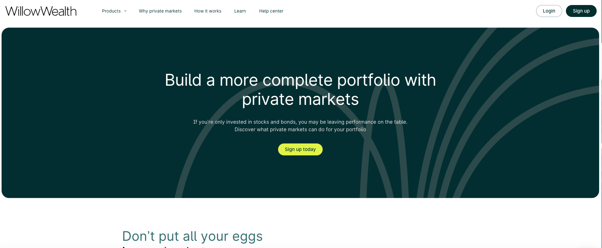 Willow Wealth homepage
