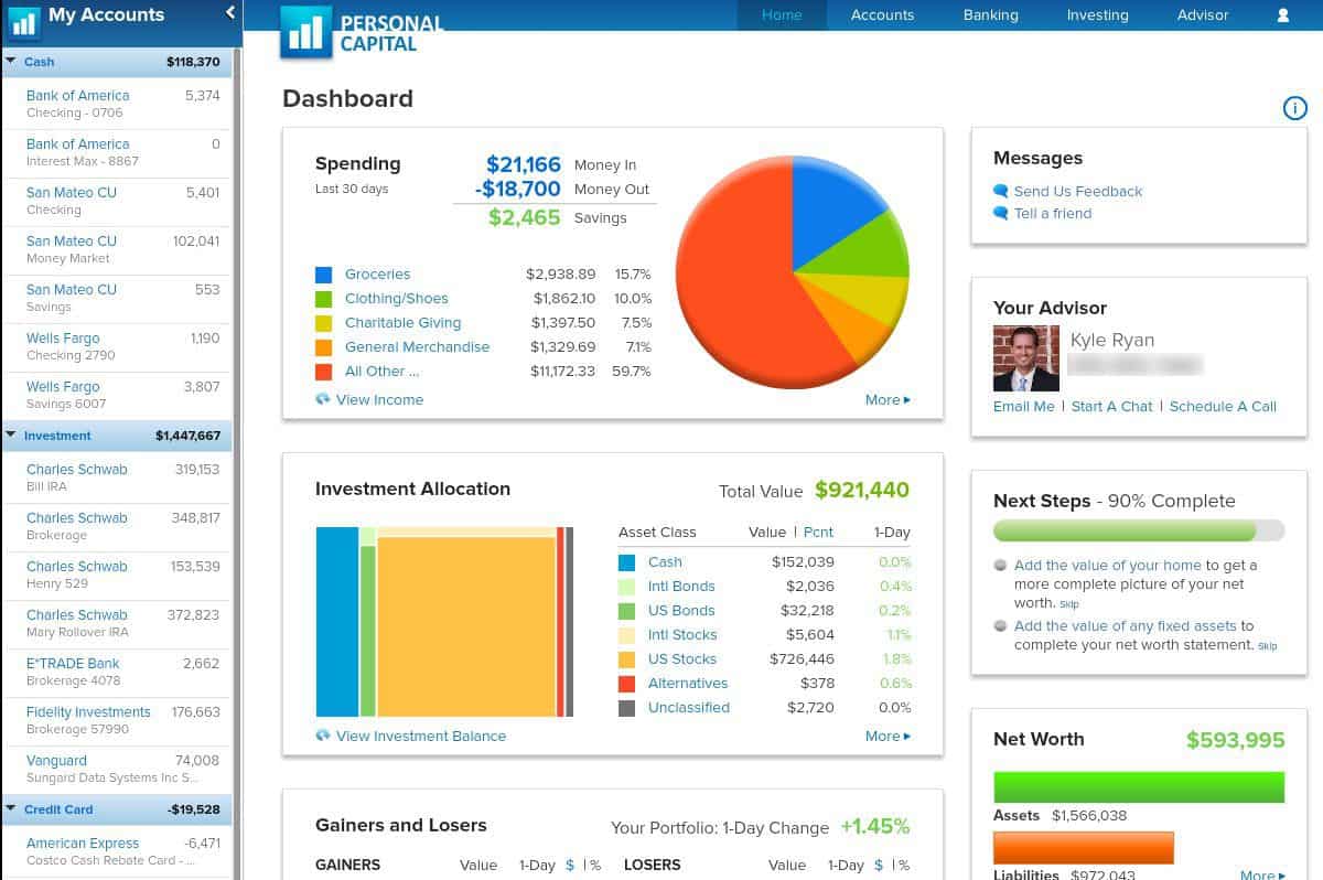 personal capital dashboard