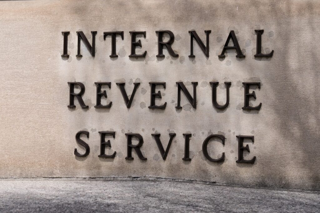 Internal Revenue Service sign at the IRS Building in Washington, DC &mdash; Photo by paulbradyphoto