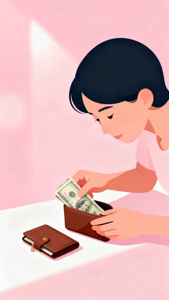 Illustration of safely storing cash in multiple secure places on a pastel pink background.