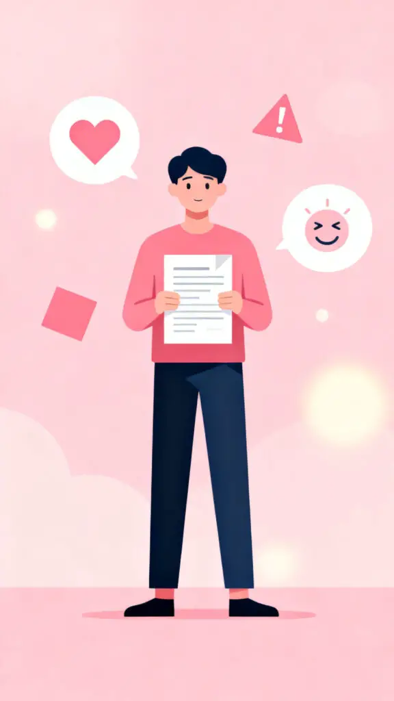 Illustration representing calm and logical financial decision-making on a pastel pink background.