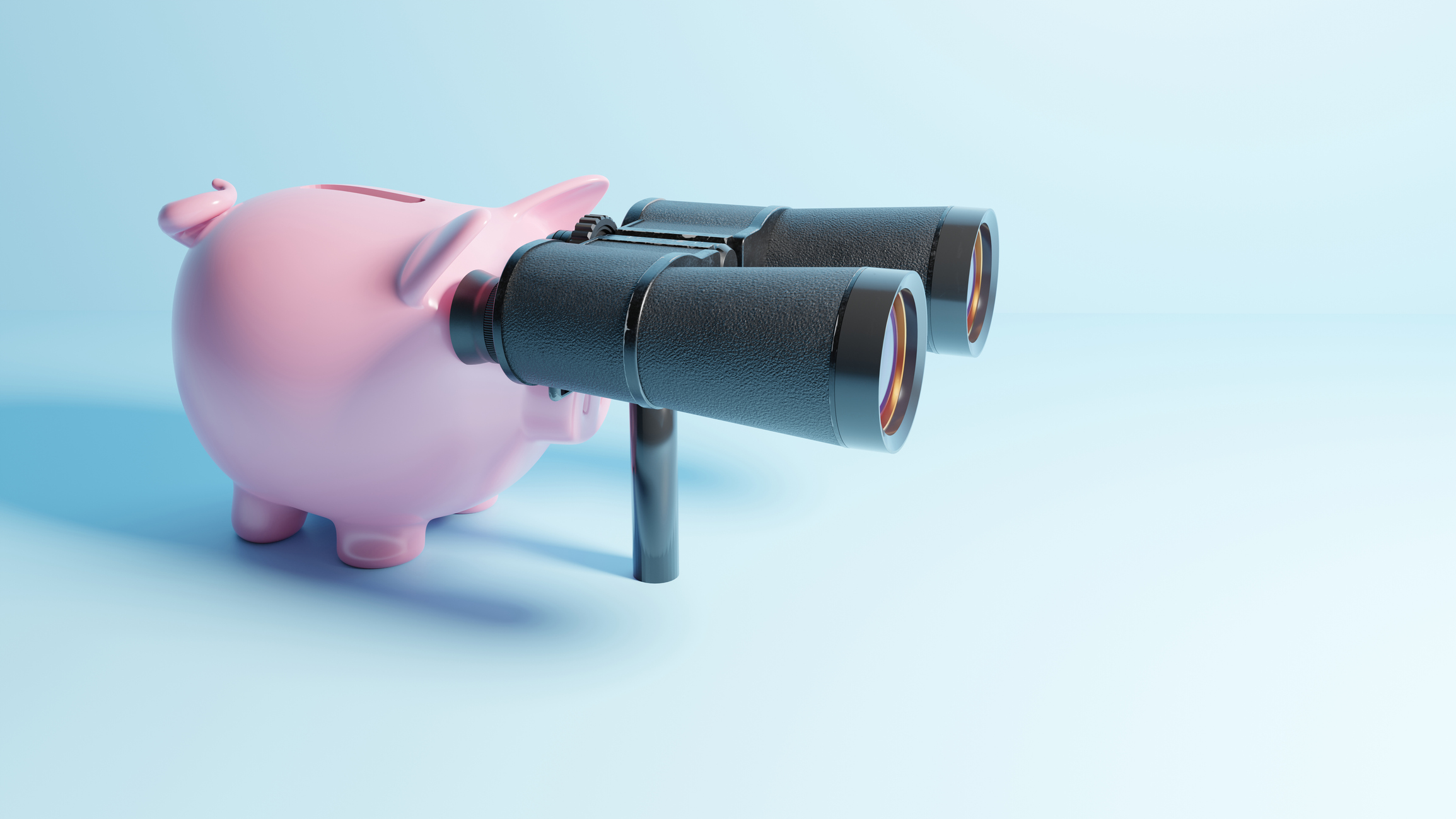 Piggy bank with binoculars