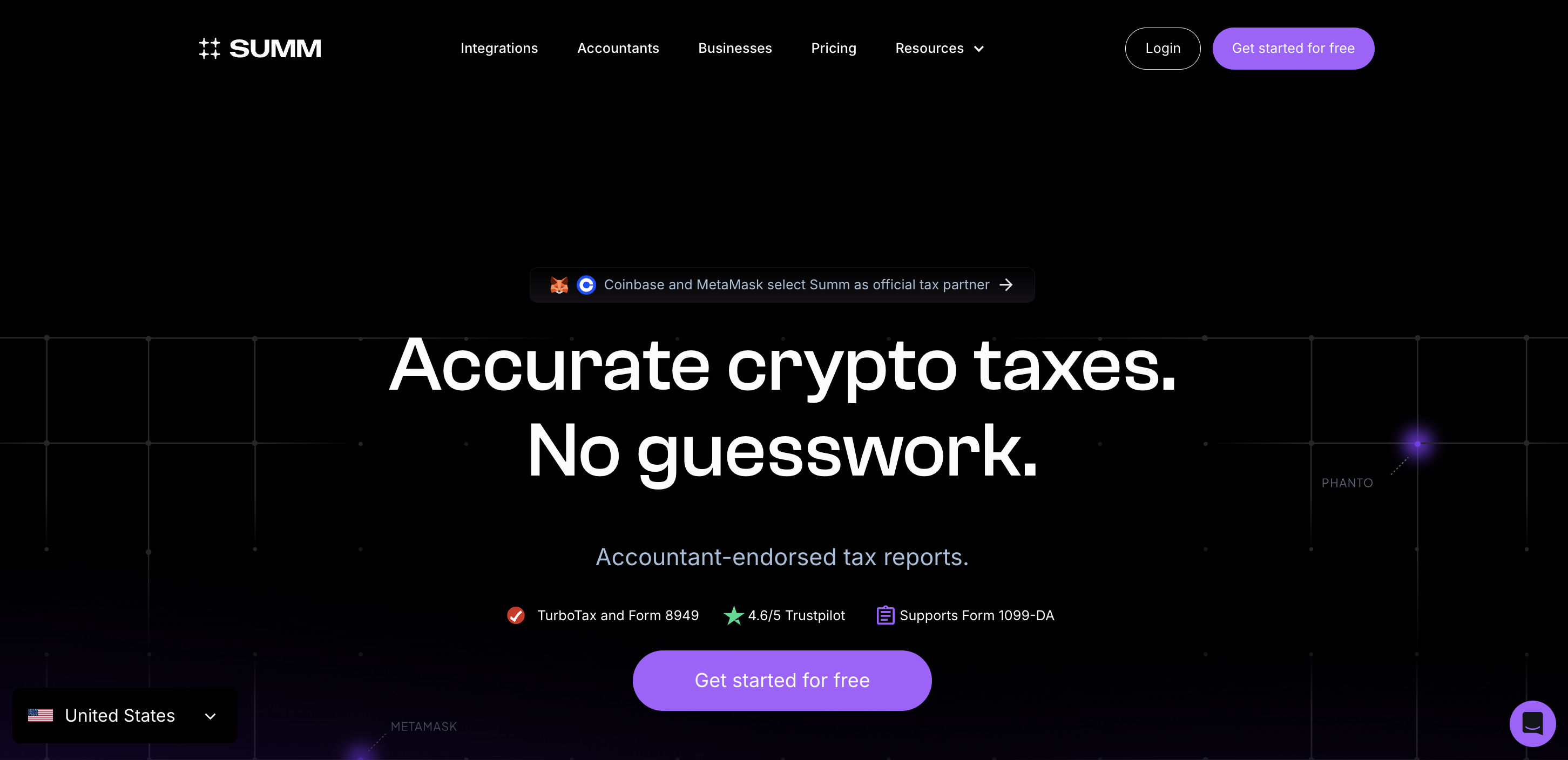 Summ website homepage