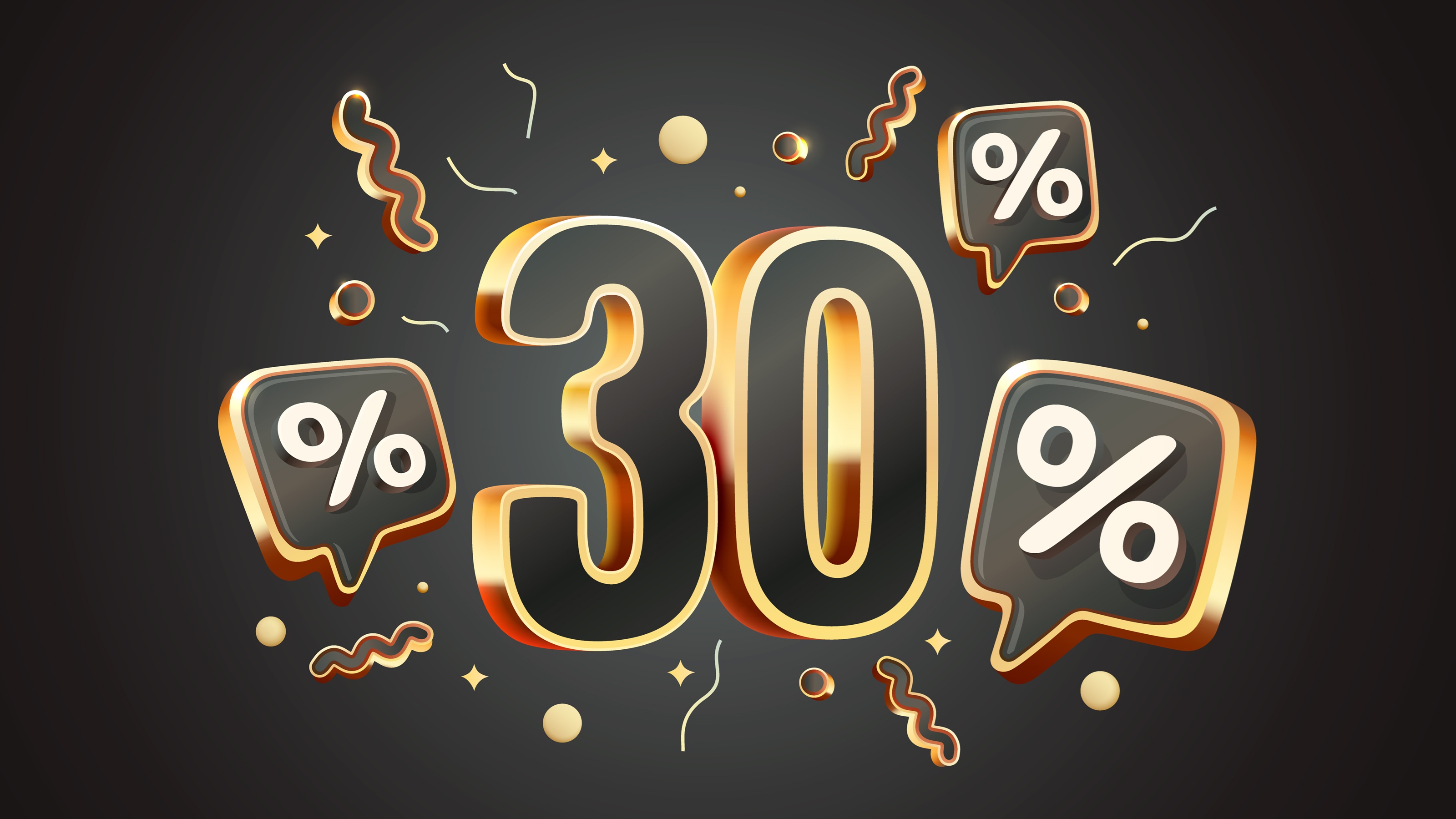 A celebratory-looking 30%.