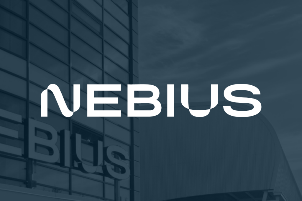 The word "Nebius" written in white on a blue background.