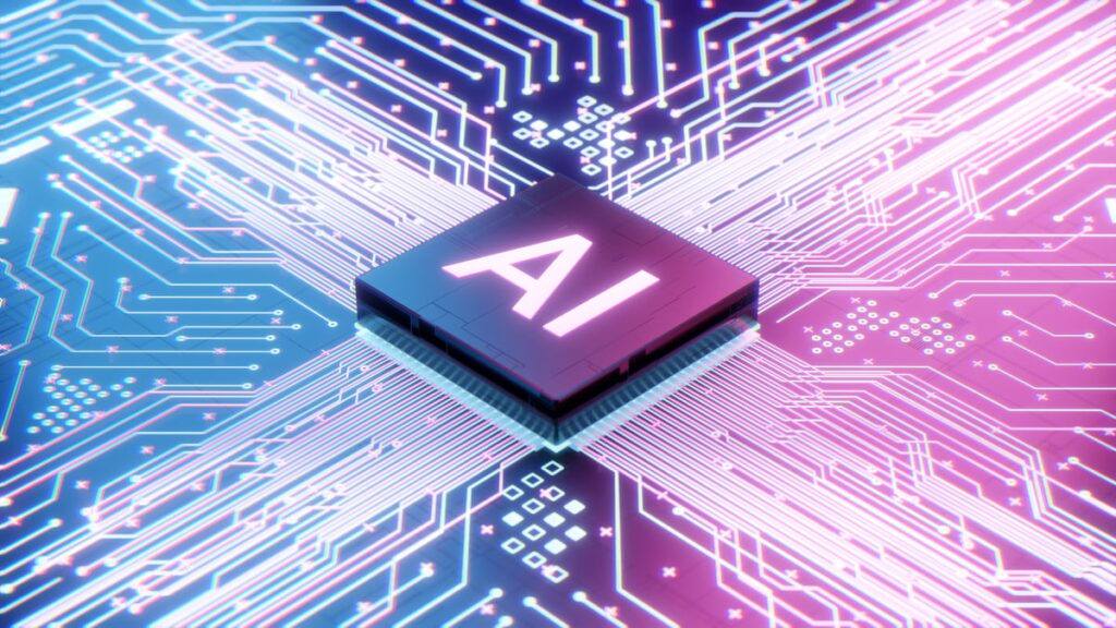 Neon pastel AI chip.