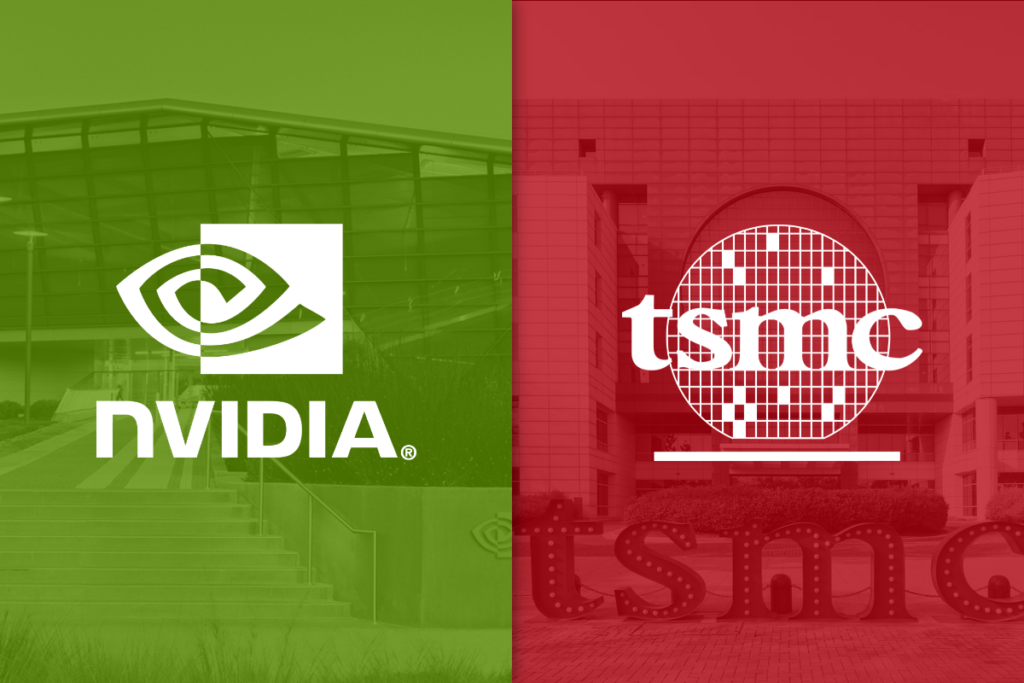 Nvidia and Taiwan Semiconductor logos over company images.