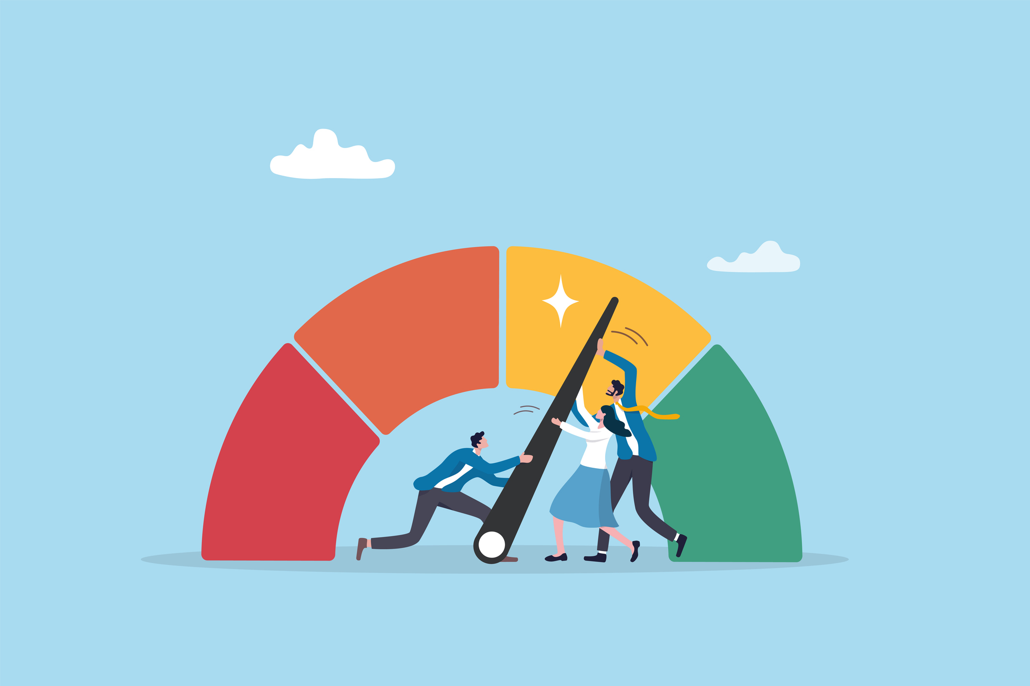 people working together to improve their credit scores