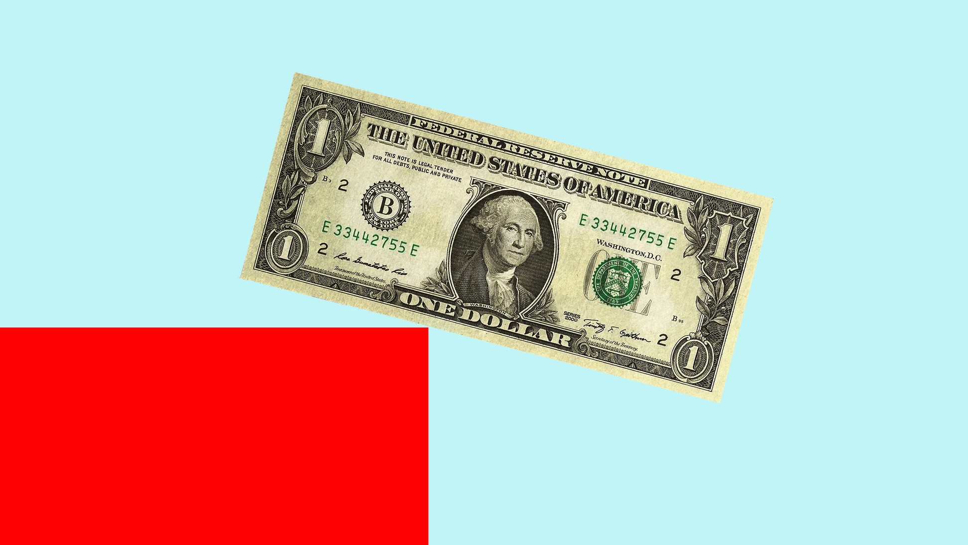One dollar bill on a colorful background representing financial concepts