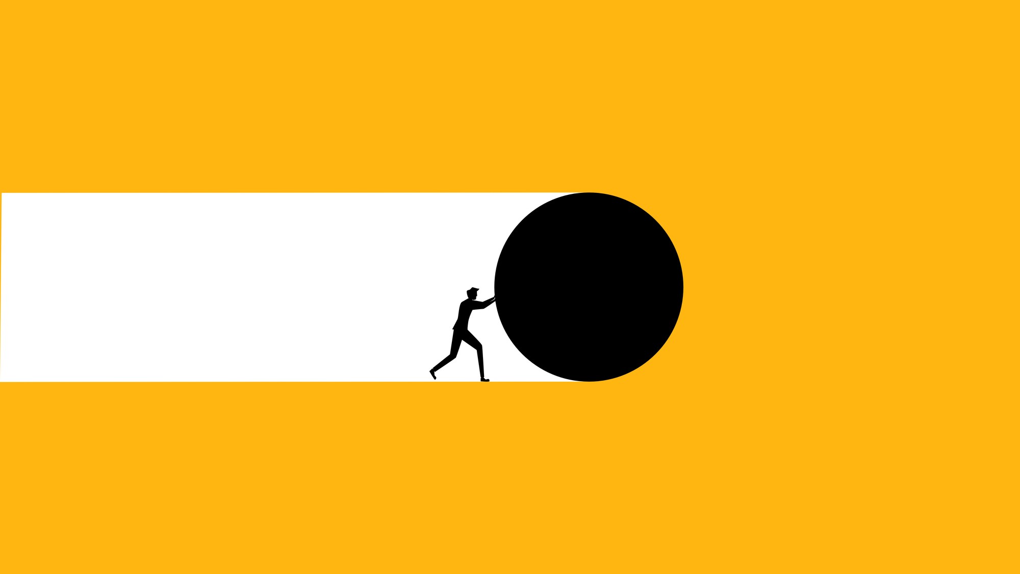 Determination and effort. Businessman pushing a circle. vector