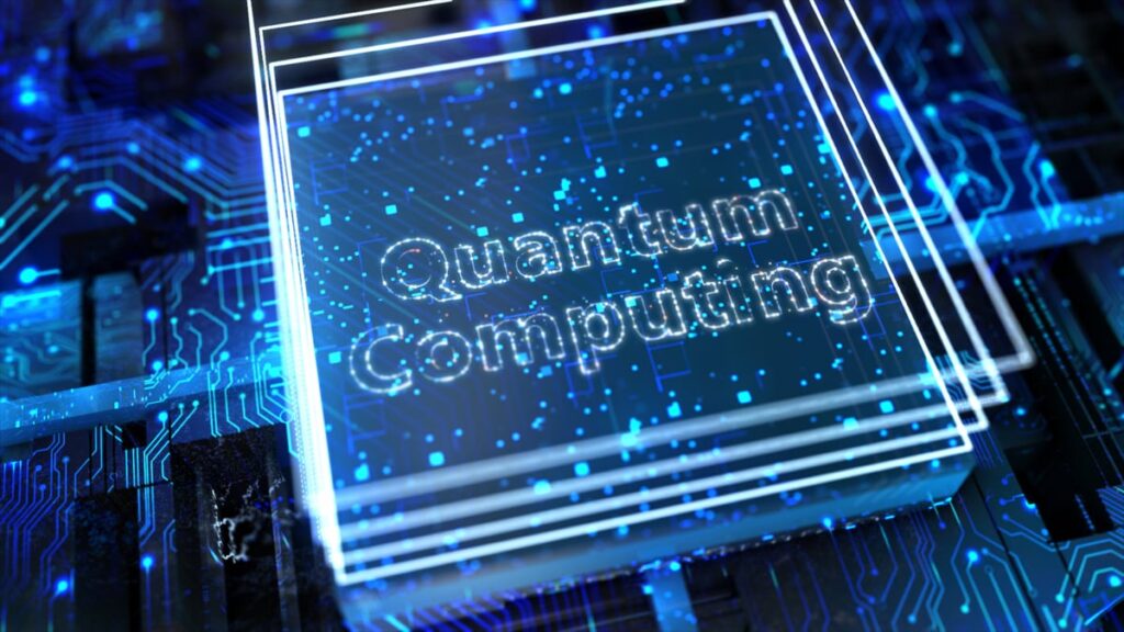 A processor with the words "Quantum Computing" on it.