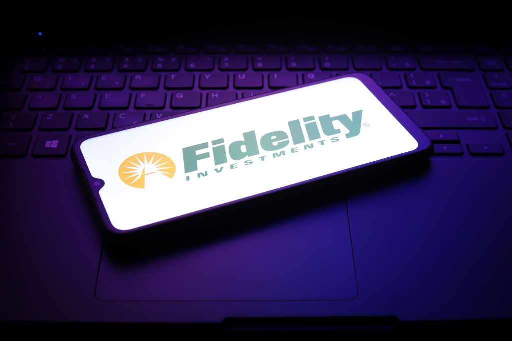 The Fidelity Investments logo displayed on a smartphone screen