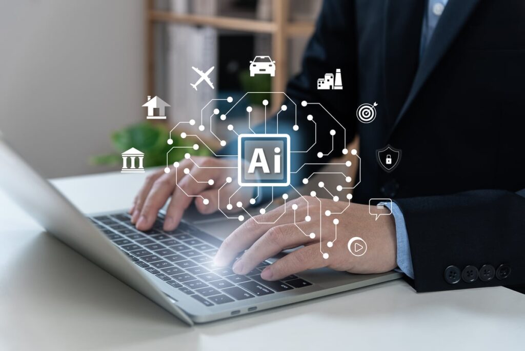 AI above a laptop.