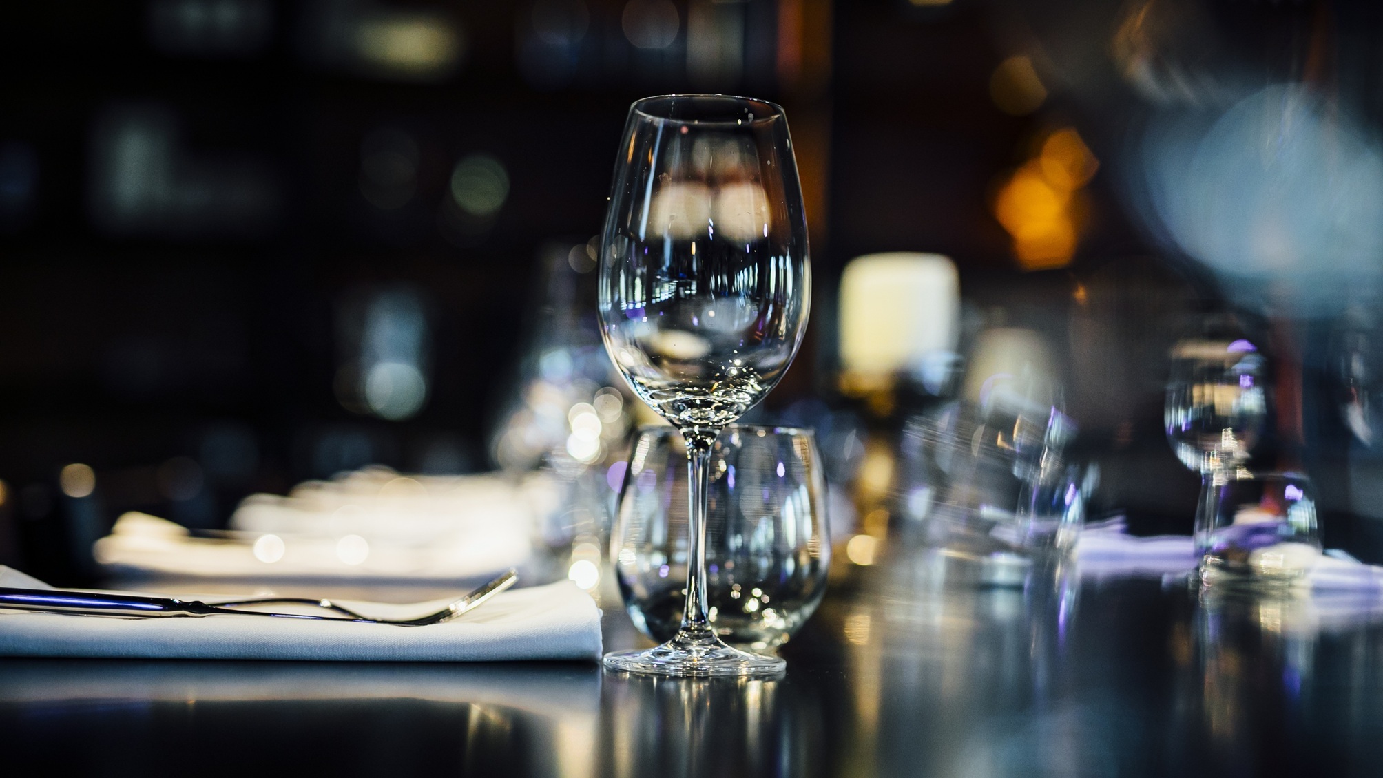 A table at a fancy restaurant.