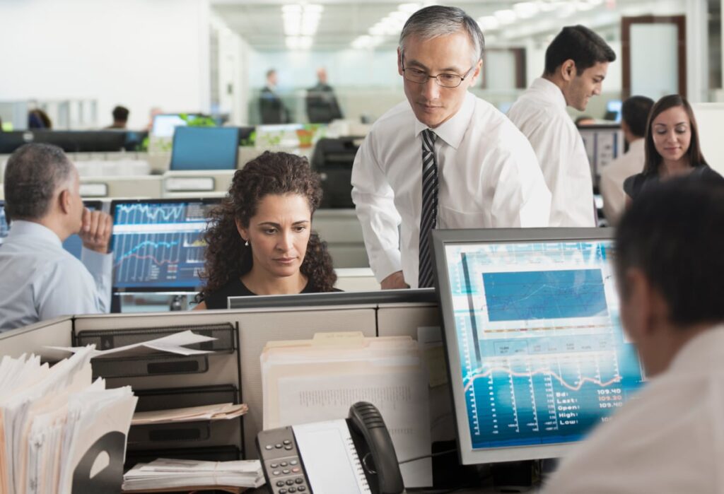 Professionals working in an office.