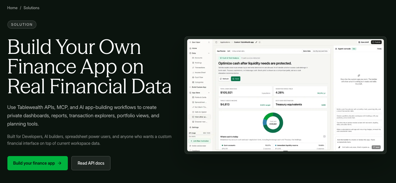 Tablewealth API tool screenshot
