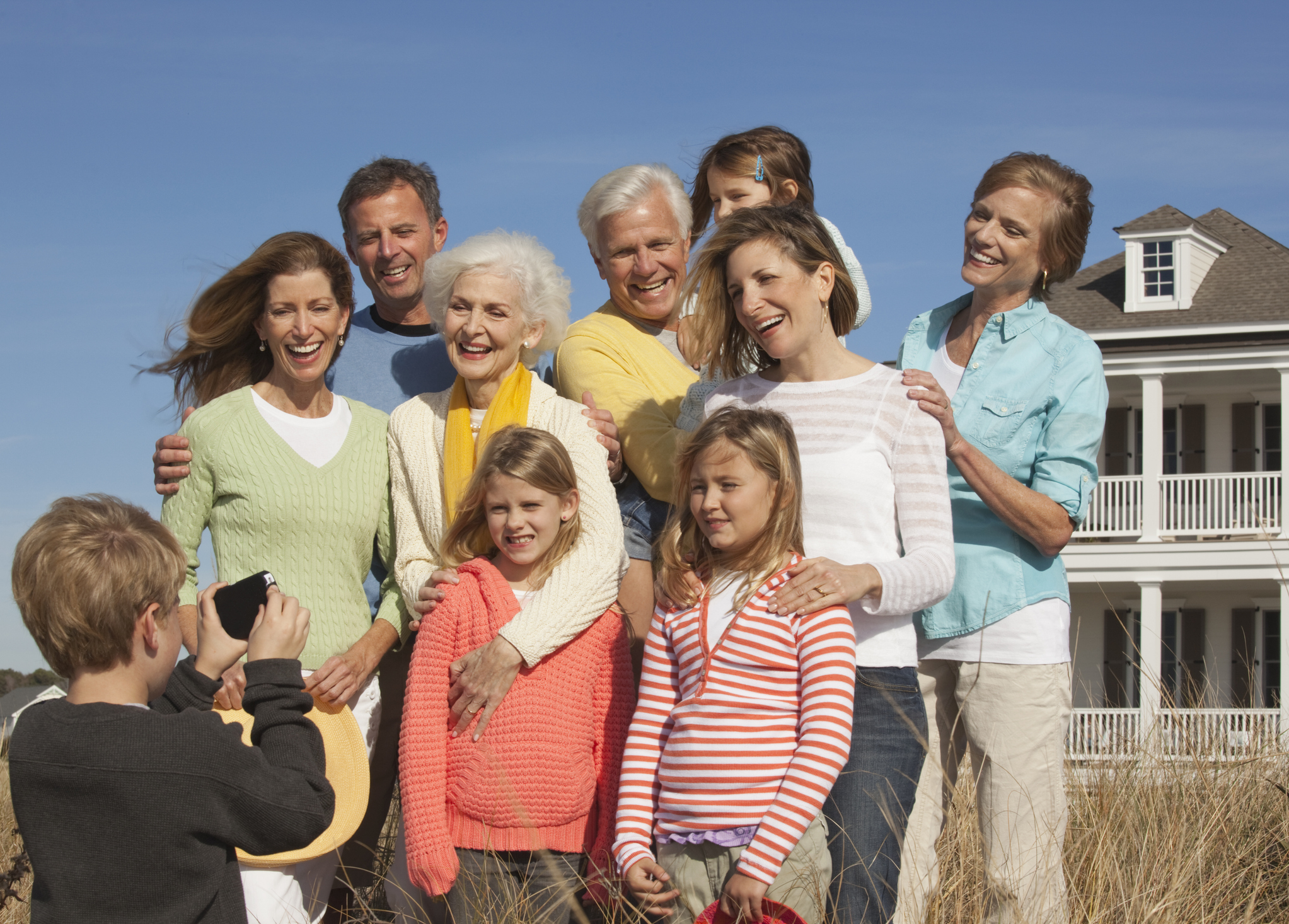 Family at a beach house