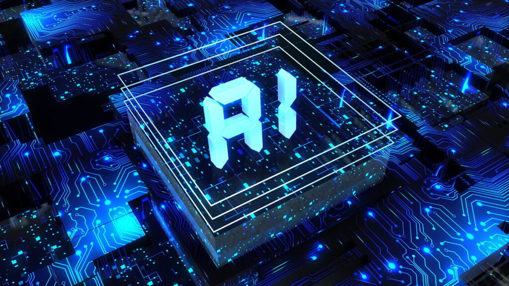 AI in a box on a circuit board.