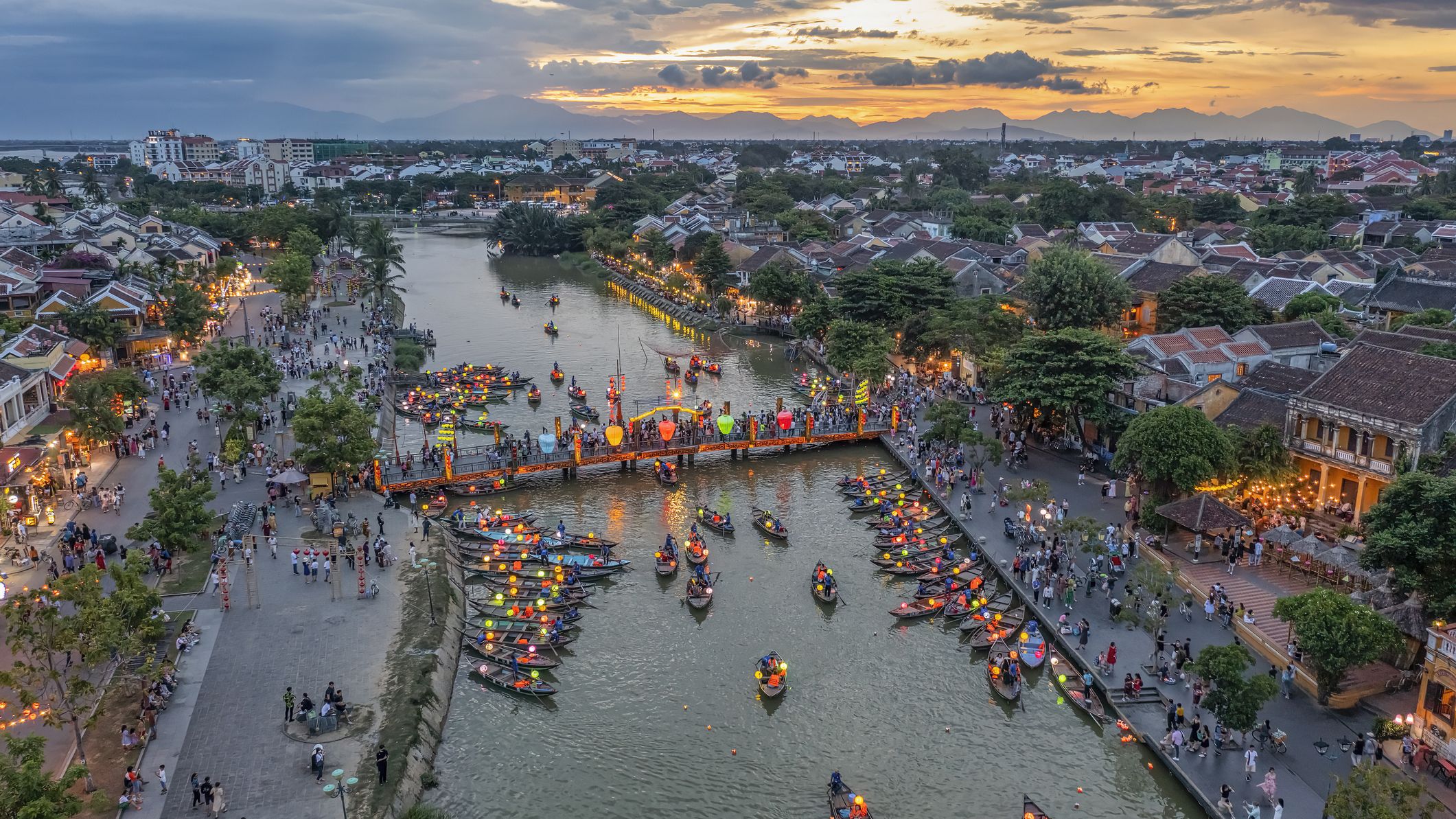 Aerial view of Hoi An ancient town at Quang Nam province, Vietnam.